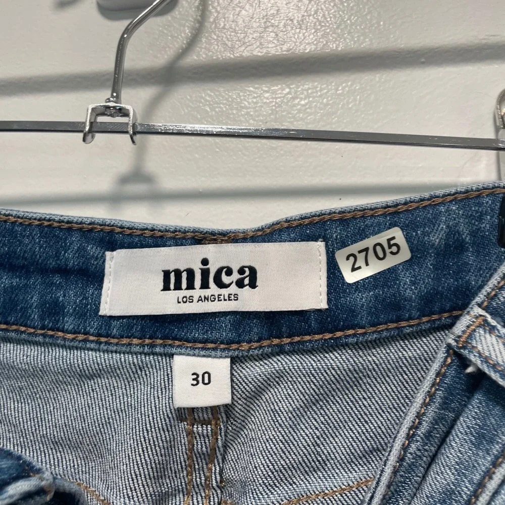 Mica Los Angeles Distressed Straight Leg Jeans Medium Wash MDP-T204 Womens 30